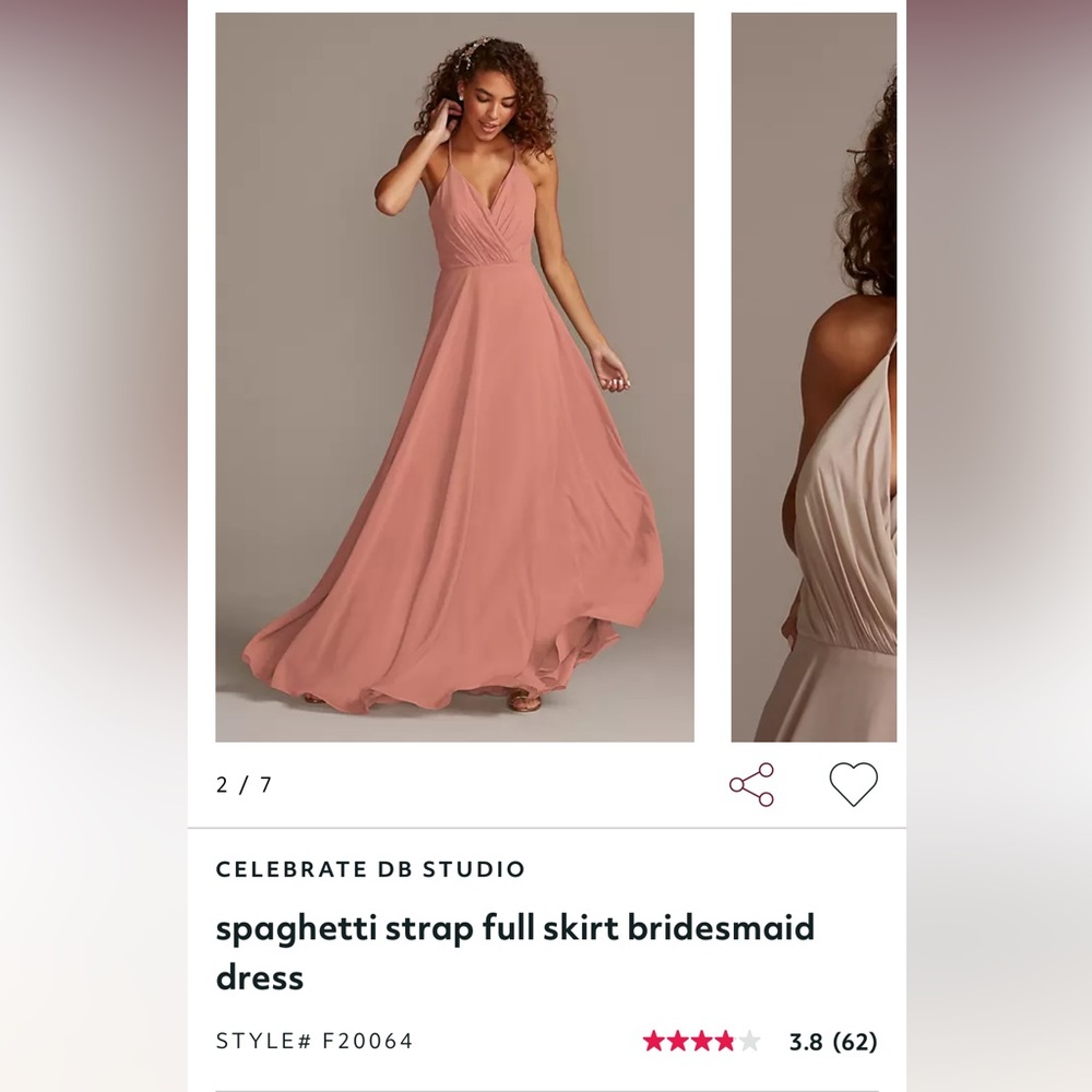 David’s Bridal spaghetti strap full skirt bridesmaid dress